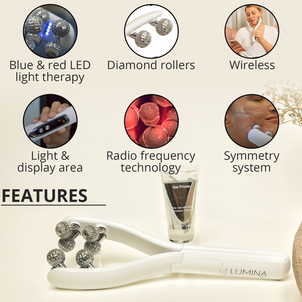 Lumina NRG RolLift Facial Toning Device EMS RF LED Massage Massager - Picture 4 of 17